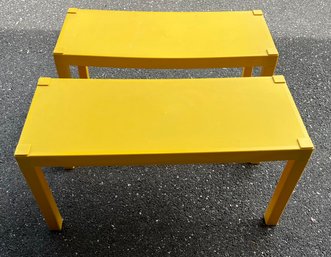Yellow Plastic Stackable Storage Shelves - 2 Total