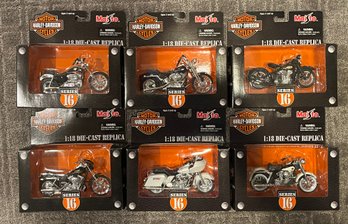 Maisto Harley Davidson 1/18 Scale Motorcycle Diecast Replica Models - 6 Total
