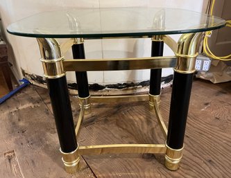 Plastic & Metal Frame Glass-top End Table