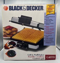 Black And Decker Grill & Waffle Maker - Model G48TD - Box Included