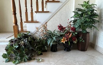 Assorted Faux Houseplants- Lot Of 5