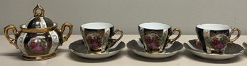 Sterling Fine China Co. Teacup & Saucer Set With Sugar Bowl Included - 11 Pieces Total