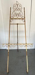 Decorative Wrought Iron Gold-tone Floor Easel