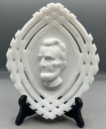 Vintage Milk Glass Abraham Lincoln Embossed Bust Plate