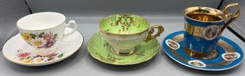 Imperial / Capodimonte & Royal Sealy Fine China Teacup Sets - 3 Total