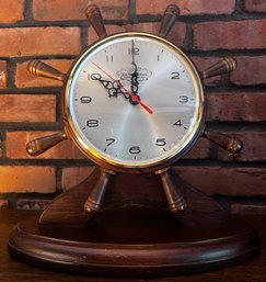 New England Clock Company Wooden Ship Wheel Mantle Clock