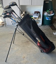 Assorted Golf Clubs With GoldPak Golf Bag  - 17 Clubs Total