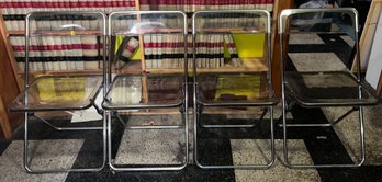 Lucite Folding Chairs - 4 Total - Made In Italy