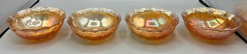 Marigold Iridescent Carnival Peach Glass Bowl Set - 5 Total