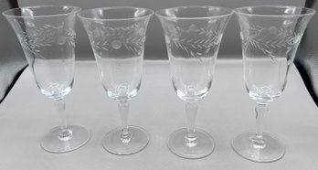 Etched Crystal 7oz. Wine/champagne Glasses- Set Of 4