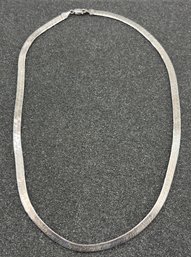 925 Silver Herringbone Style Necklace - .48 OZT Total - Made In Italy