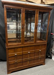 Solid Wood 3-drawer Buffet With Hutch