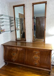 Mid-century Tomlinson Pavone Solid Wood 6-Drawer Dresser With 2 Wall Mirrors Included