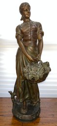 Vintage A.J Scotte Bronzed Spelter Statue - Les Vendanges