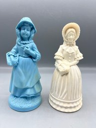 Avon Glass Victorian Fashion Figurine Perfume Bottles - 2 Total