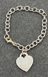 925 Silver Bracelet With Heart Charm - .65 OZT - Made In Mexico