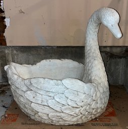 Solid Cement Swan Shaped Garden Planter With Drain Hole