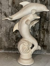 Ceramic Bisque Dolphins Figurine