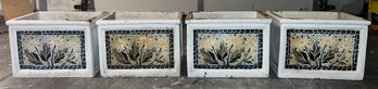 Decorative Mosaic Tile Ceramic Floral Pattern Planters - 4 Total