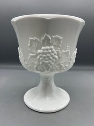 Indiana Glass Co. Milk Glass Grape Pattern Compote Bowl