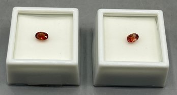 Red Labradorite Faceted Gemstones - 2 Total - Approx. 1.4 CT Total