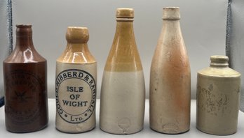 Assorted Stoneware Bottles - 5 Total