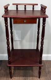 Wooden End Table With Drawer & Shelf