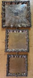 EPNS Silver Plated Square Serving Trays - 3 Total