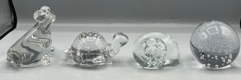 Handmade Crystal Paperweights/figurines - 4 Total