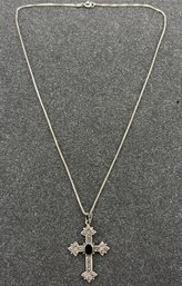 925 Silver Necklace With Holy Cross Pendant - .21 OZT Total