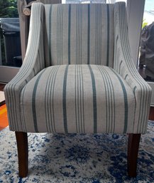 Striped Blue Calypso Poly-Linen Modern Swoop Accent Chair