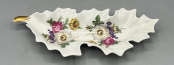 Old Nuremberg Hand Painted Floral Pattern Porcelain Trinket Dish - Made In Bavaria Germany