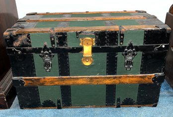 Vintage Wooden Storage Trunk - Key Not Included