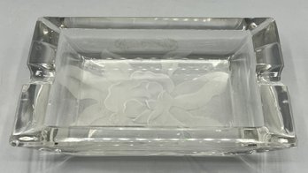 Frosted Glass Floral Pattern Ashtray