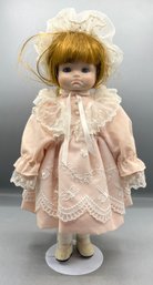Bisque Porcelain Collectors Doll With Stand