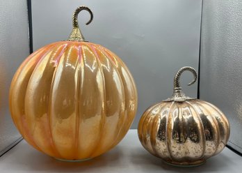 Glass Pumpkin Decor - 2 Total