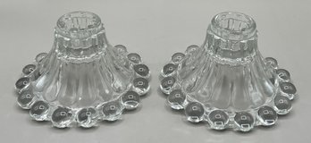 Anchor Hocking Berwick Boopie Clear Candlestick Holders - 2 Total