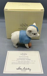 Lenox Sweet Pigs Collection - Ivory Fine China Figurine - Touchdown Tommy - Box Included