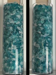 Large Assorted Sea Glass With Glass Canisters  - 2 Total