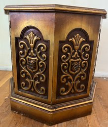 Vintage Solid Wood End Table With Cabinet