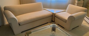 Starlight Upholstery Contemporary Sofa And Marble Style Table- 3 Piece Lot