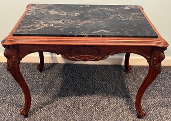 Wooden Marble-top End Table