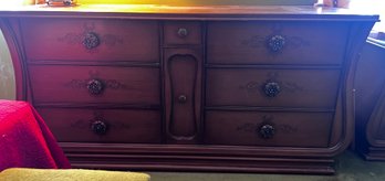 8 Drawer Wood Dresser With Floral Hardware