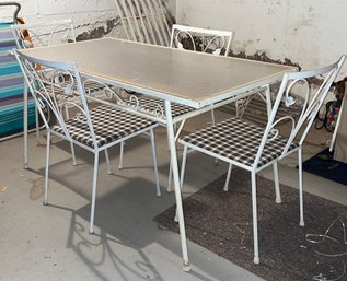 Outdoor Metal Dining Table With Lucite-top & 4 Dining Chair Included
