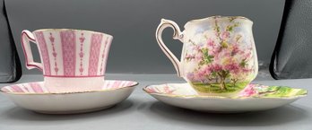 Blossom Time , Royal Albert, Crown China England. & Crown Staffordshire Demitasse England Tea Cup Set Pink