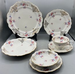 German Hand Painted Floral Pattern China Set - 91 Pieces Total