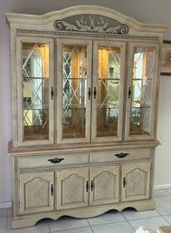 Wooden 2-piece Buffet With Lighted Hutch