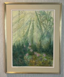 Artist Signed Pastel Art Framed - Soft Blooms - A Pastel Reverie