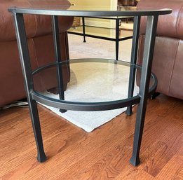 Pottery Barn Tanner Wrought Iron Glass-Top End Table With Shelf