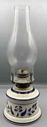 Vintage Lamplight Farms Hand Painted Ceramic Oil Lamp With Glass Dome - Made In Taiwan